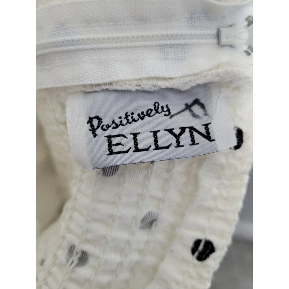 Vintage Positively Ellyn off white black polka dot bubble hem strapless dress